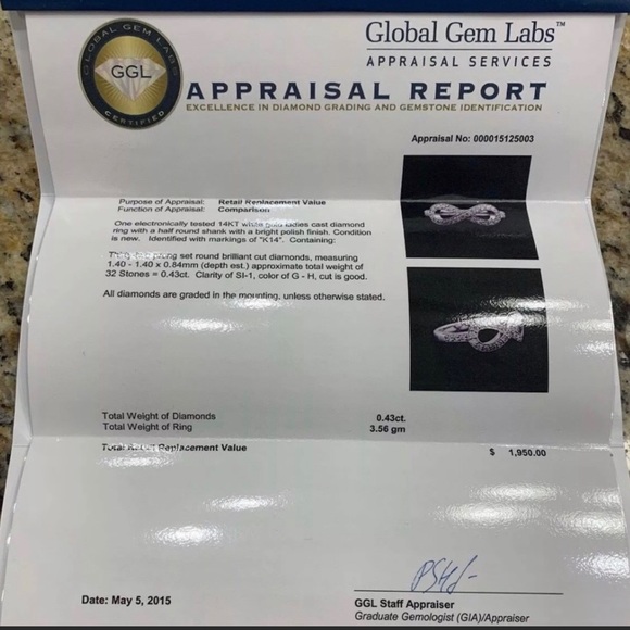 14KT Diamond Infinity Ring Sz 6.5 - Picture 3 of 5